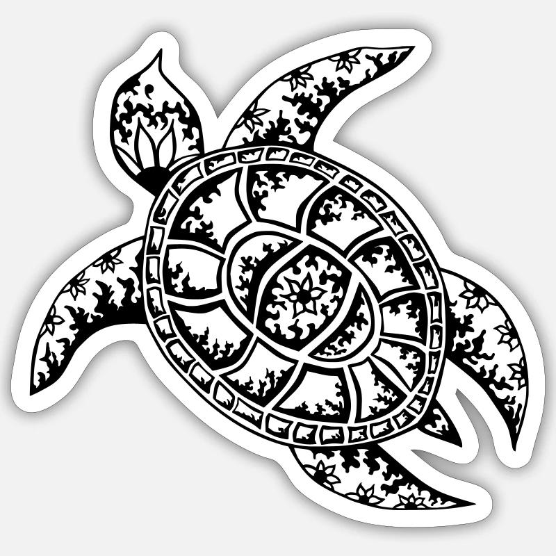 Tortue - Sticker taille S (10 x 10 cm) - blanc mat