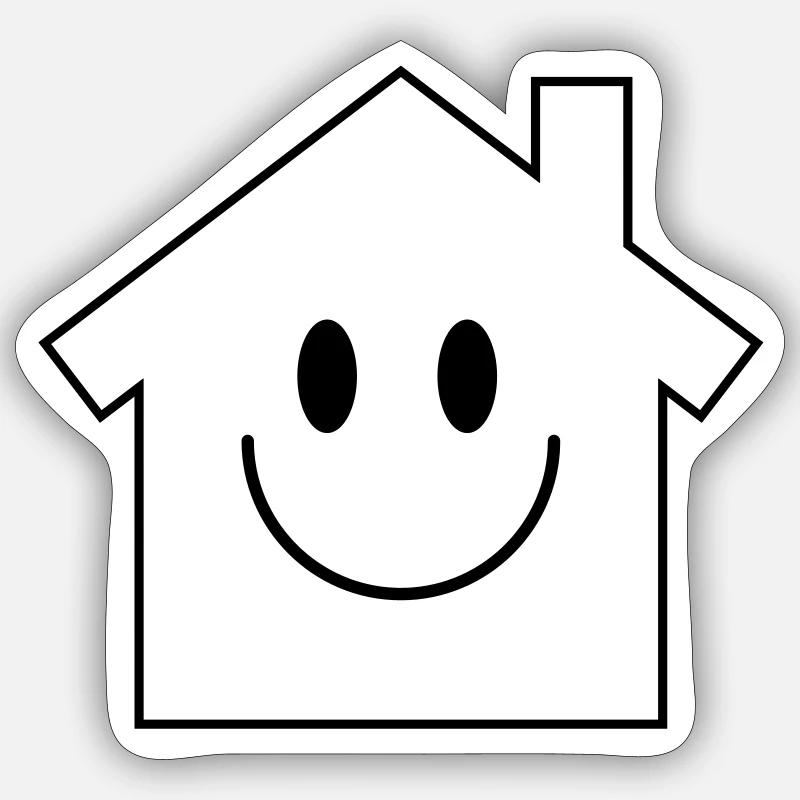 Smiley House - Sticker Größe S (10 x 10 cm) - Mattweiß