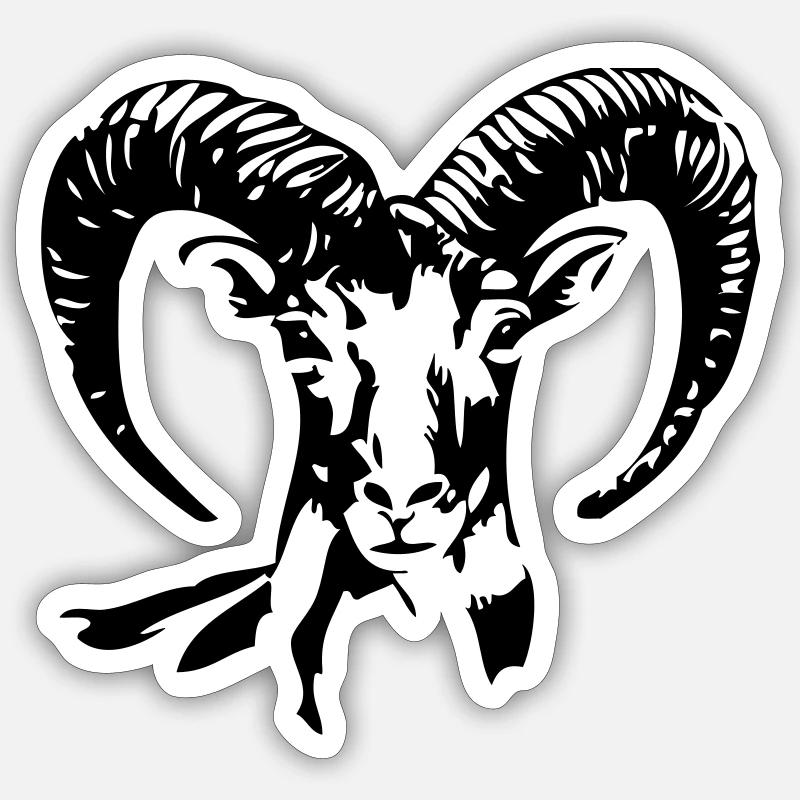 Mufflon - Sticker Größe S (10 x 10 cm) - Mattweiß