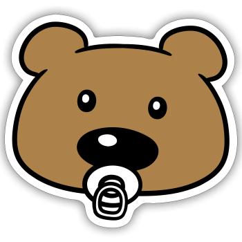 bébé en peluche visage tête sucette suesser petit - Sticker taille S (10 x 10 cm) - blanc mat - Devant
