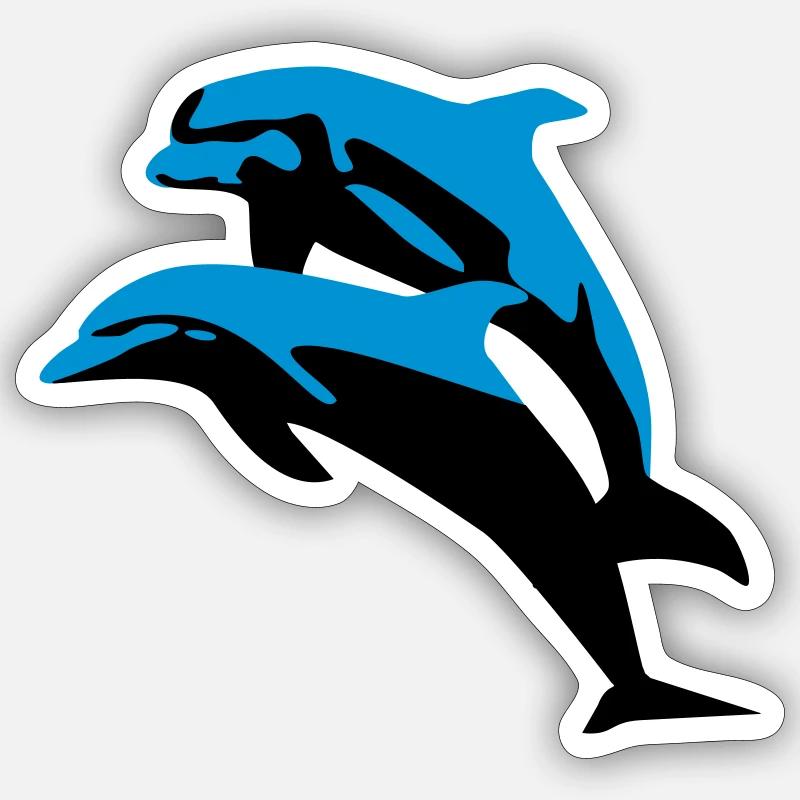 Dolphins - dauphins - Sticker taille S (10 x 10 cm) - blanc mat