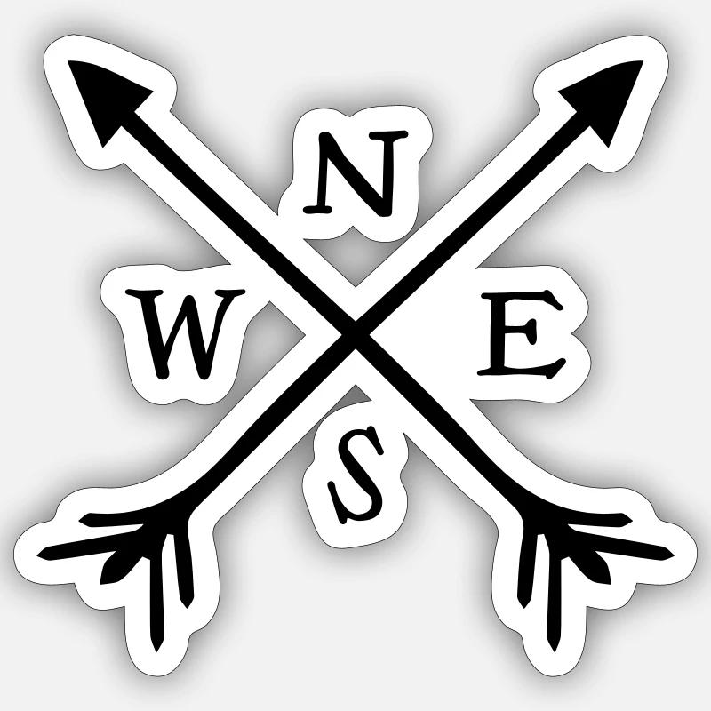 compass - Sticker size S (10 x 10 cm) - white matte