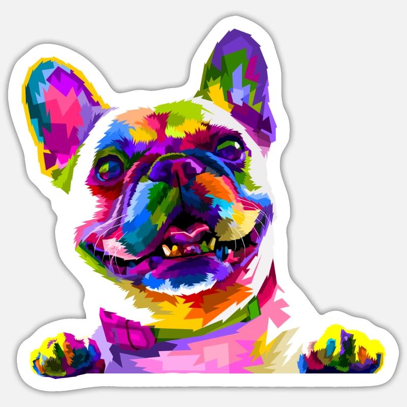 Bouledogue français - Sticker taille S (10 x 10 cm) - blanc mat