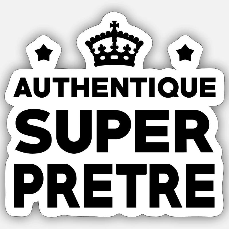 Prêtre / Pretre / Curé / Catho / Catholique - Sticker taille S (10 x 10 cm) - blanc mat