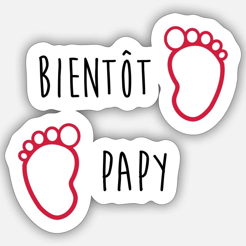 Bientôt Papy / Grand Pere / Naissance / Bébé - Sticker taille S (10 x 10 cm) - blanc mat