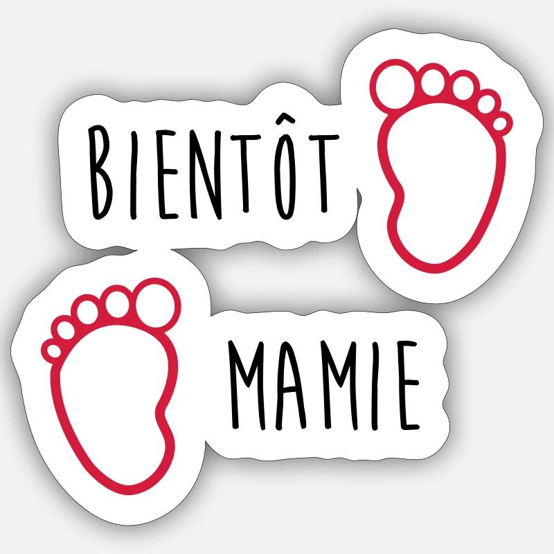 Bientôt Mamie - Mamy - Naissance - Bébé - Enfant - Sticker taille S (10 x 10 cm) - blanc mat
