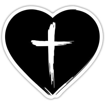 Jesus Heart - Jesus loves us - Sticker size S (10 x 10 cm) - white matte - Front