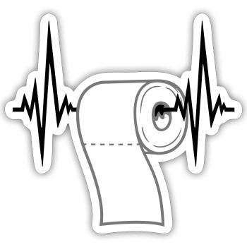 puls coeur fréquence toilette papier klopapie - Sticker taille S (10 x 10 cm) - blanc mat - Devant