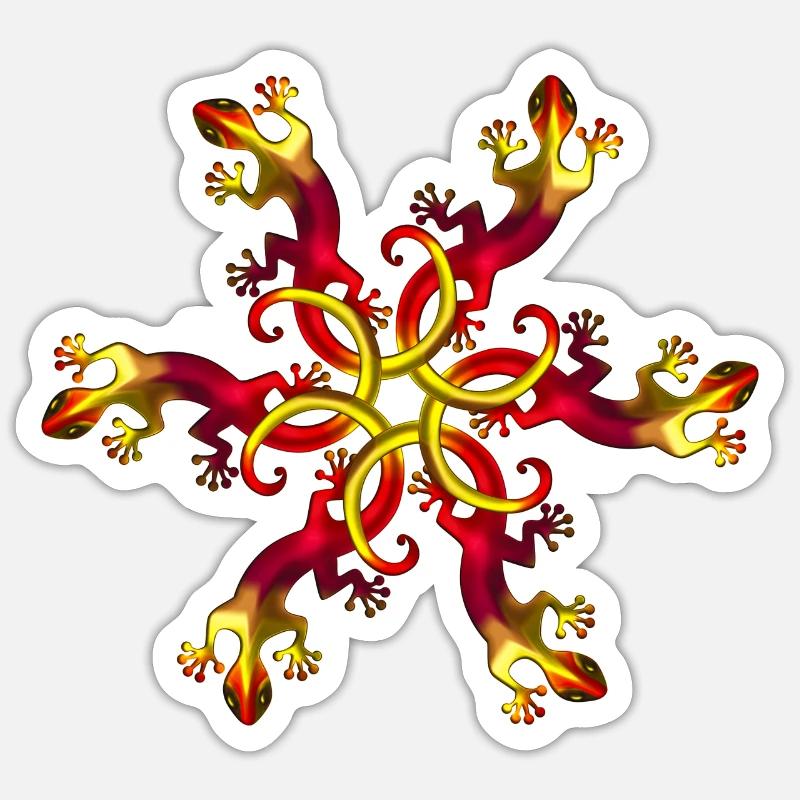 Gecko, lizard, summer, Goa, Trance, Psytrance - Sticker taille S (10 x 10 cm) - blanc mat