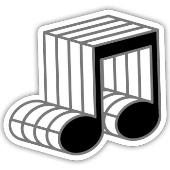 musiknote muster symbol kontur 3d zeichen party mu - Sticker Größe S (10 x 10 cm) - Mattweiß - Vorne