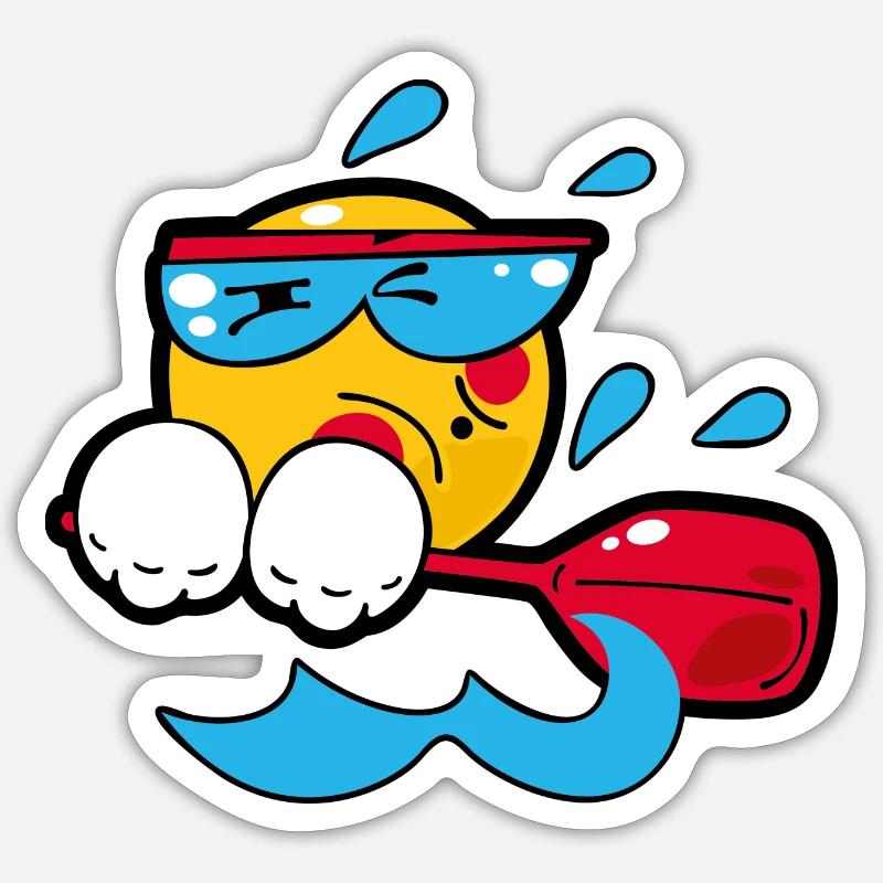 Smiley Rowing - Sticker Größe S (10 x 10 cm) - Mattweiß