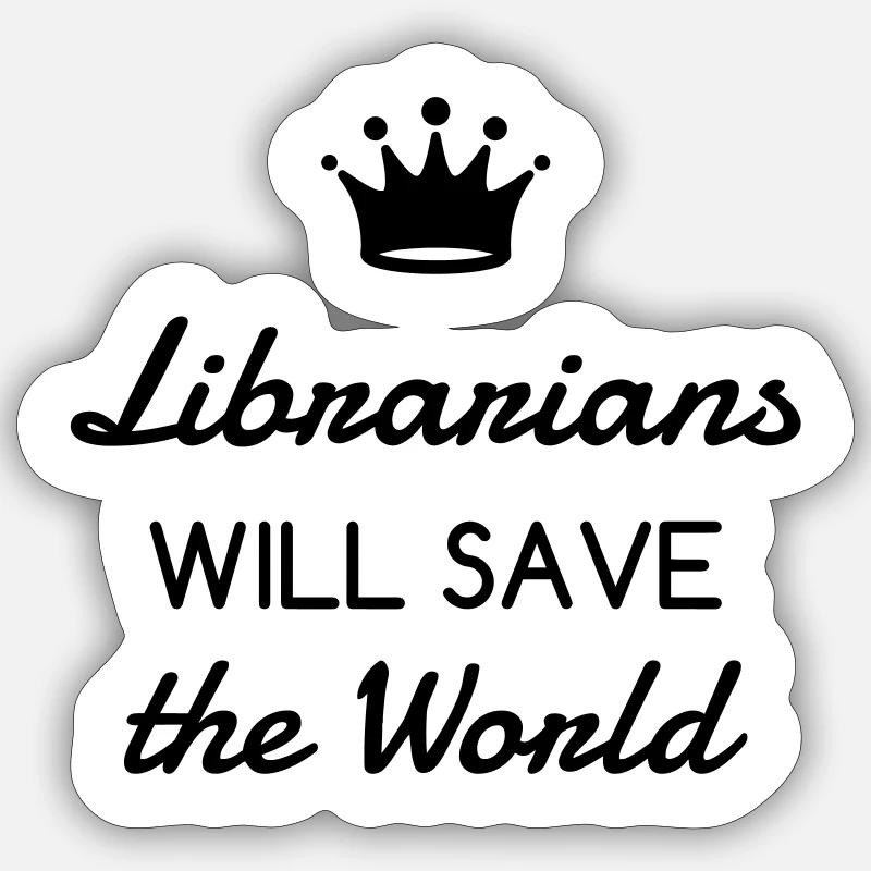 Bibliothèque / Bibliothécaire / Travail / Métier / - Sticker taille S (10 x 10 cm) - blanc mat
