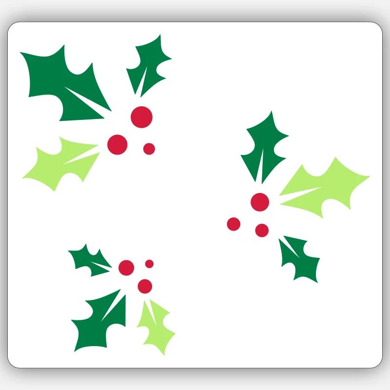 three holly branches with three red berries Sticker size S (10 x 10 cm)