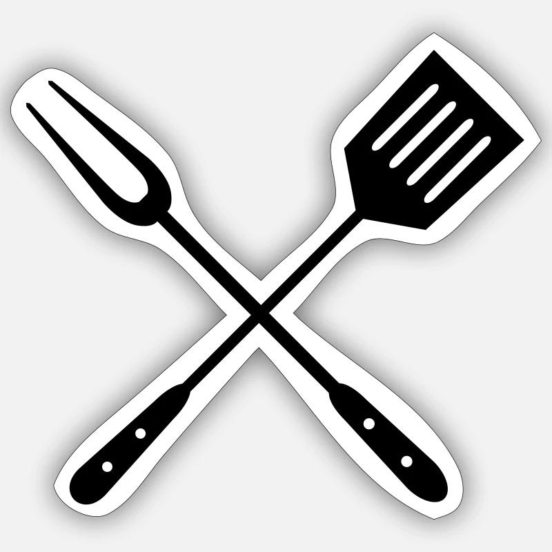 Grill utensils - Sticker size S (10 x 10 cm) - white matte