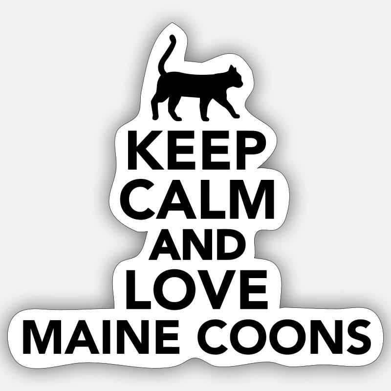 Chat Maine Coon - Sticker taille S (10 x 10 cm) - blanc mat
