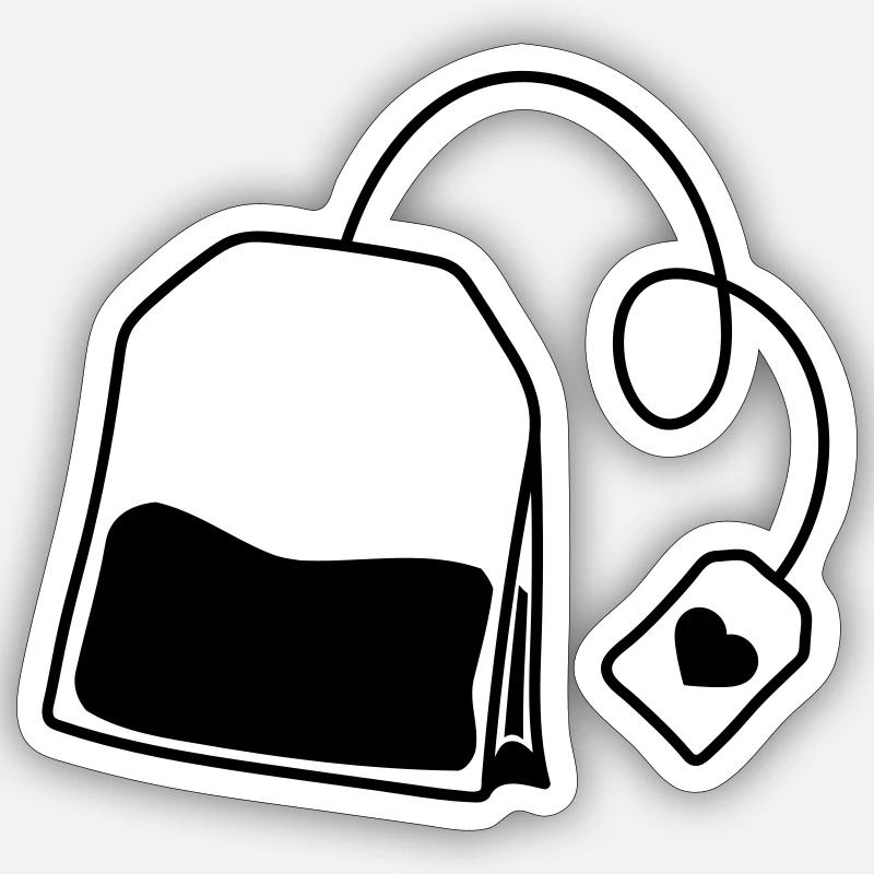 clipart tea bag tea - Sticker size S (10 x 10 cm) - white matte
