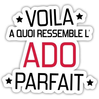 adolescent / enfant / ado / adolescente - Sticker taille S (10 x 10 cm) - blanc mat - Devant