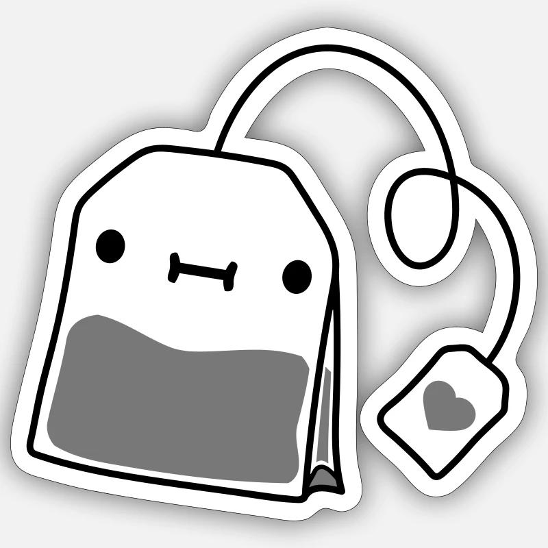 small teabag with face - Sticker size S (10 x 10 cm) - white matte