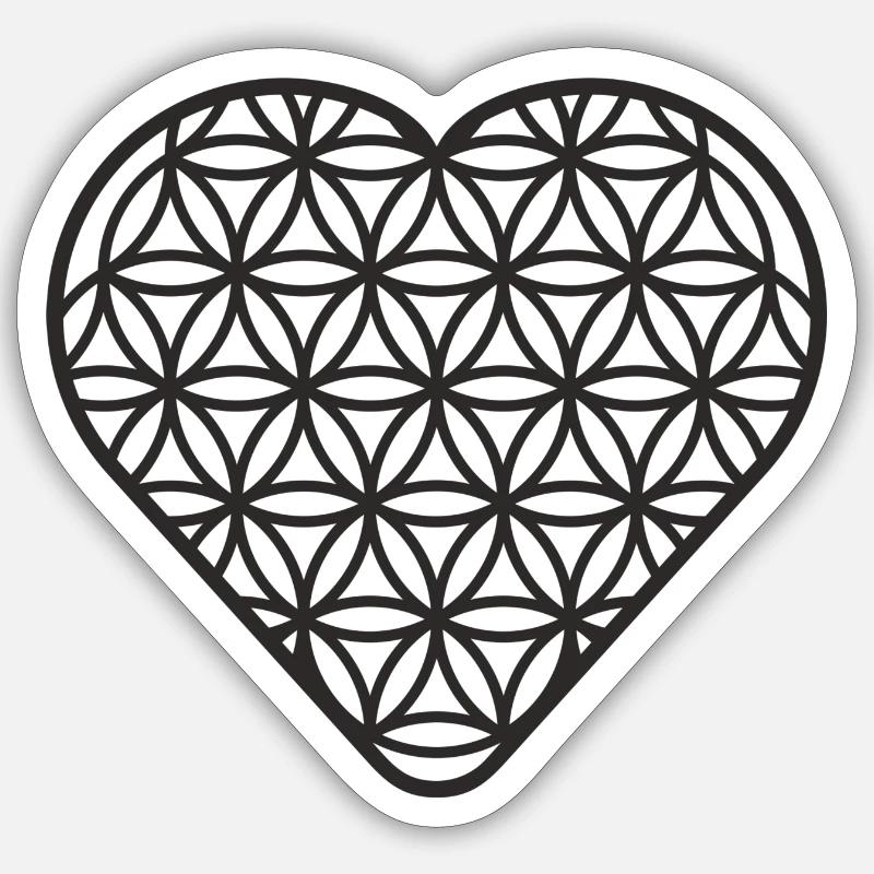 Lebensblume Herz - Sticker Größe S (10 x 10 cm) - Mattweiß