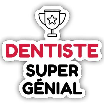 dentiste / dent / médecin / médecine - Sticker taille S (10 x 10 cm) - blanc mat - Devant