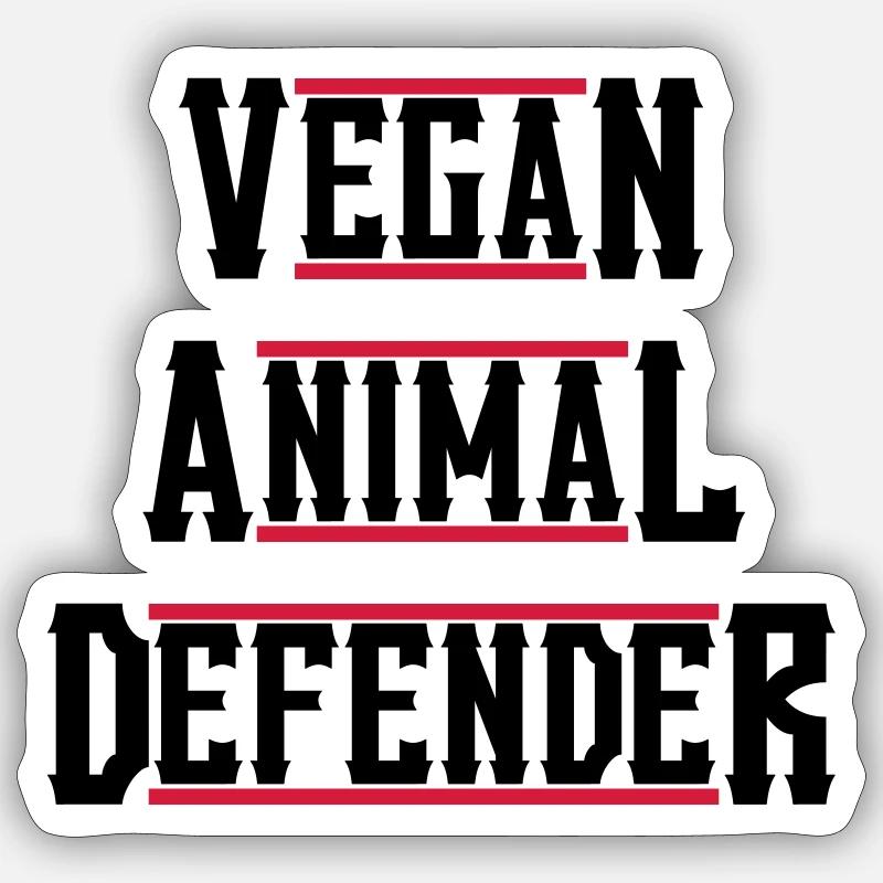 VEGAN ANIMAL DEFENDER western - Sticker taille S (10 x 10 cm) - blanc mat