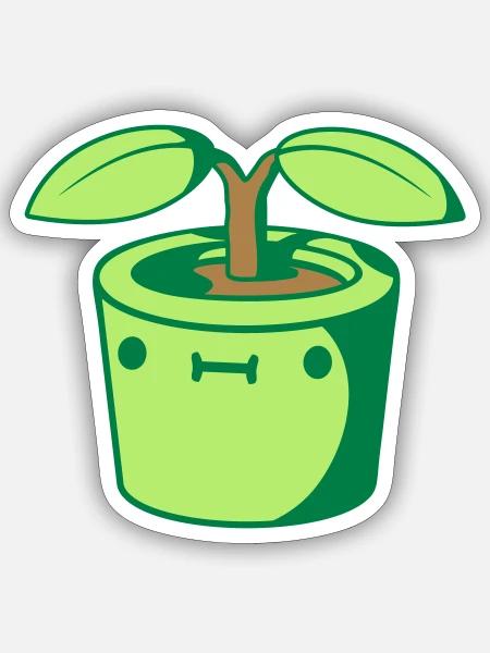 Suesser kleiner Blumentopf - Sticker Größe S (10 x 10 cm) - Mattweiß