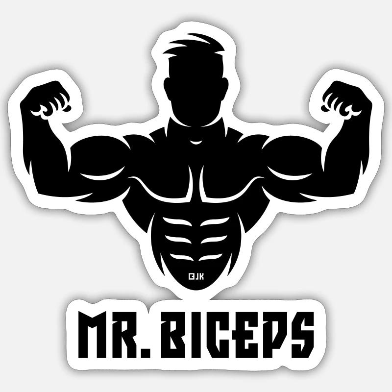 Mr. Biceps (Culturisme / Drôle / Muscles) - Sticker taille S (10 x 10 cm) - blanc mat