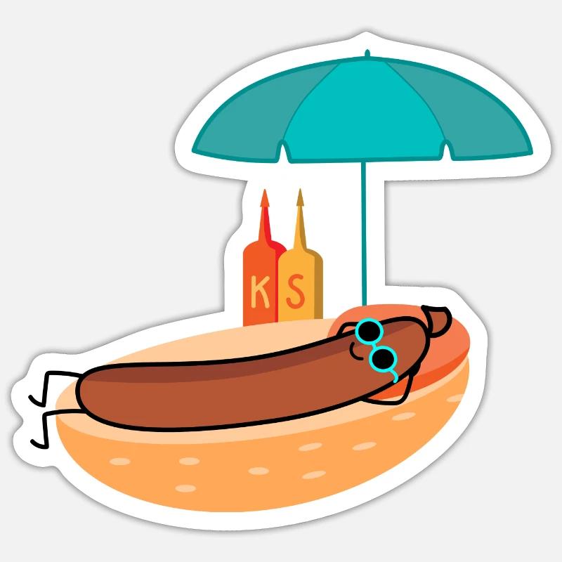 Bratwurst on the beach Sticker size S (10 x 10 cm)