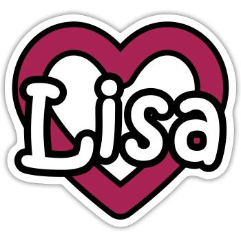 Lisa nom de famille prénom nom de jeune fille nom de coeur jour - Sticker taille S (10 x 10 cm) - blanc mat - Devant