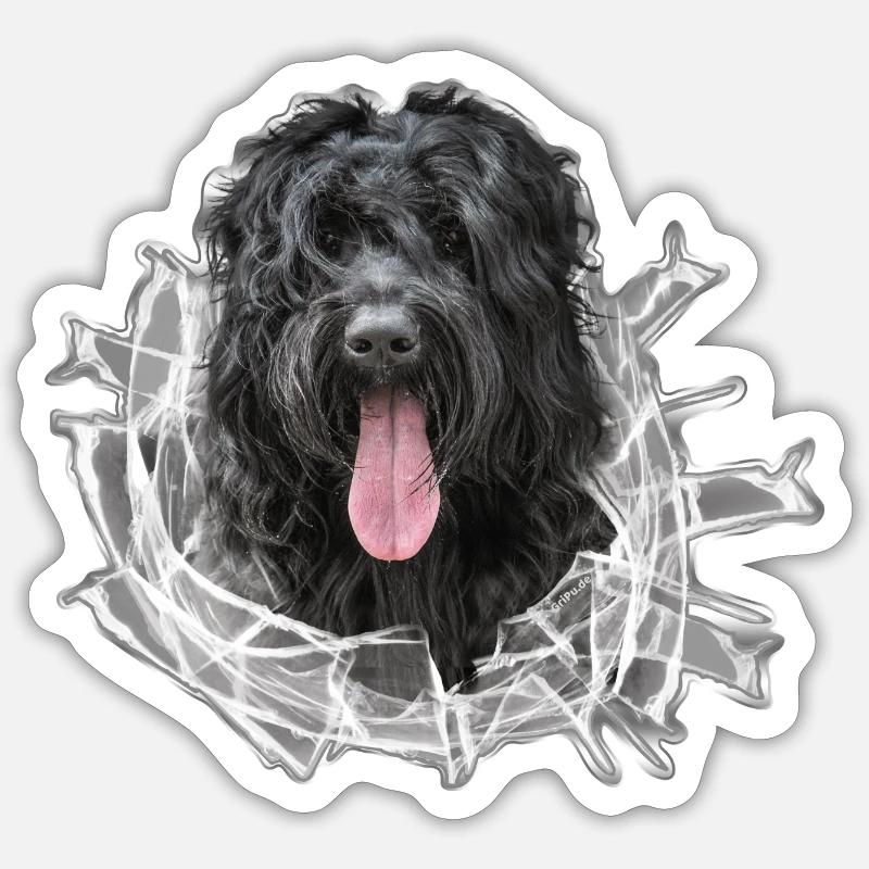 RussianBlackTerrier Glass Naklejka rozmiar S (10 x 10 cm)