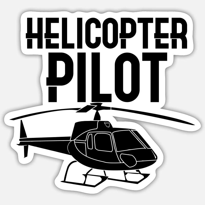 Pilote d'hélicoptère - Sticker taille S (10 x 10 cm) - blanc mat