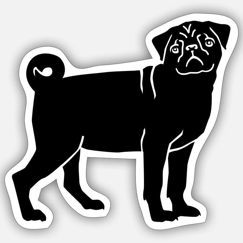 Mops Sticker Größe S (10 x 10 cm)