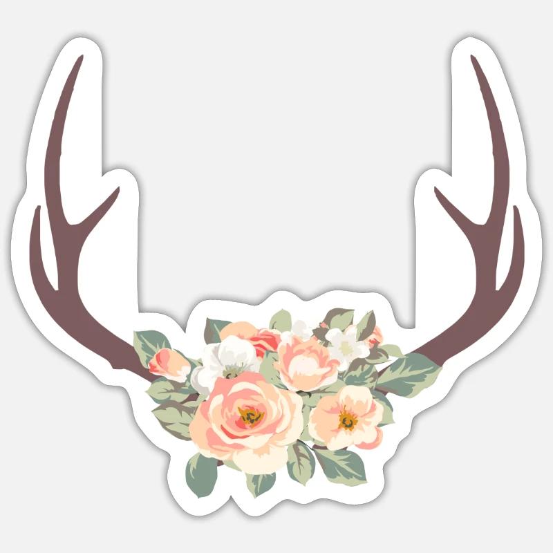 Boho antler flowers 3 - Sticker size S (10 x 10 cm) - white matte