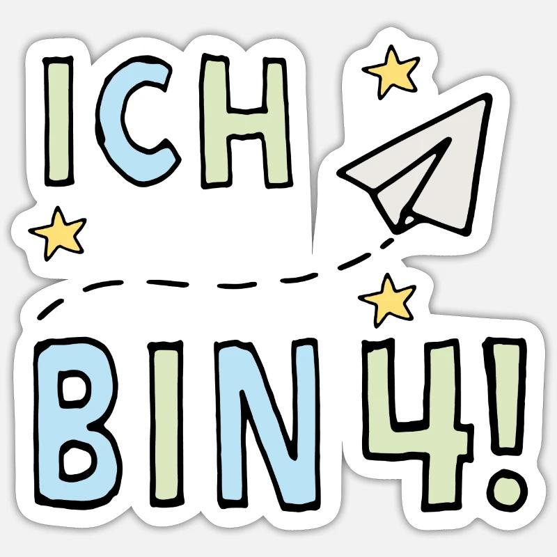 Ich bin vier Sticker Größe S (10 x 10 cm)