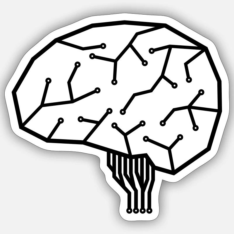 CPU - Gehirn - Sticker Größe S (10 x 10 cm) - Mattweiß