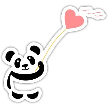 panda herz niedlich luftballon bär groß dick kusch - Sticker Größe S (10 x 10 cm) - Mattweiß - Vorne