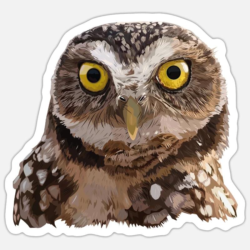 Eule graben - Sticker Größe S (10 x 10 cm) - Mattweiß