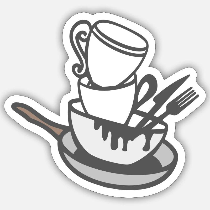 vaisselle - Sticker taille S (10 x 10 cm) - blanc mat