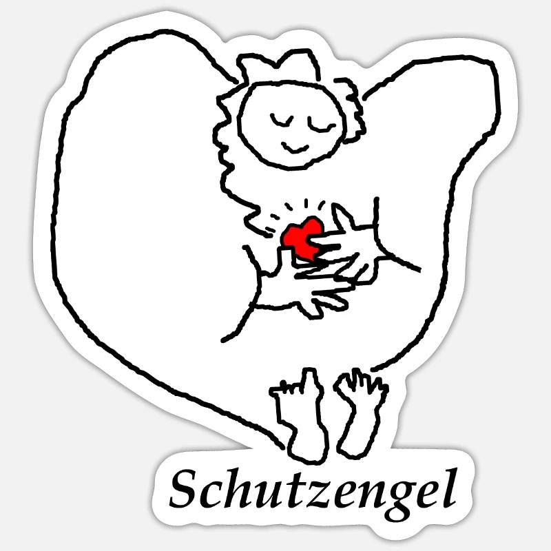 Schutzengel mit Herz - Sticker Größe S (10 x 10 cm) - Mattweiß