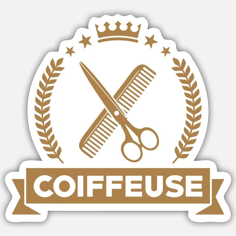 Coiffeur - Coiffeuse - Coiffure Sticker taille S (10 x 10 cm)