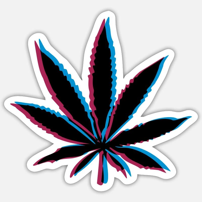3D Effekt Weed - Sticker Größe S (10 x 10 cm) - Mattweiß