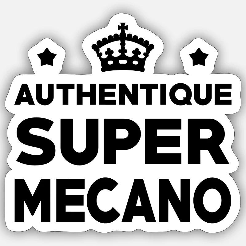 Authentique Super Mécano - Sticker taille S (10 x 10 cm) - blanc mat