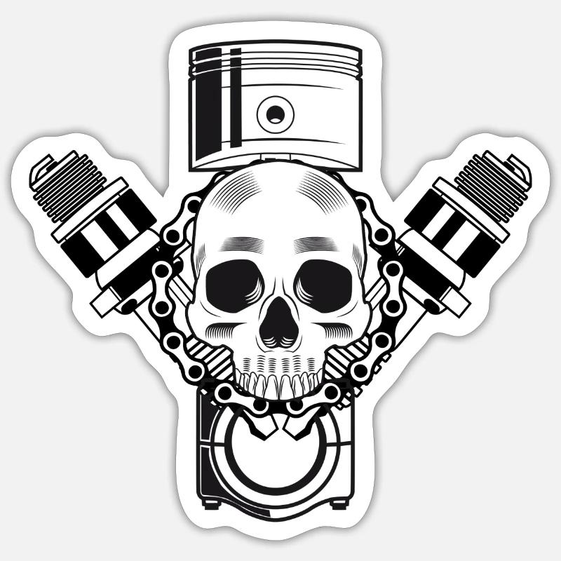 skull biker - Sticker Größe S (10 x 10 cm) - Mattweiß
