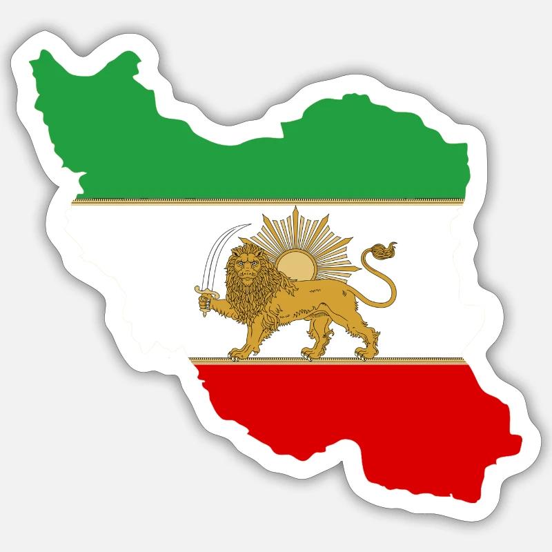 Drapeau iran Lion et Soleil - شیر خورشید پرچم - Sticker taille S (10 x 10 cm) - blanc mat