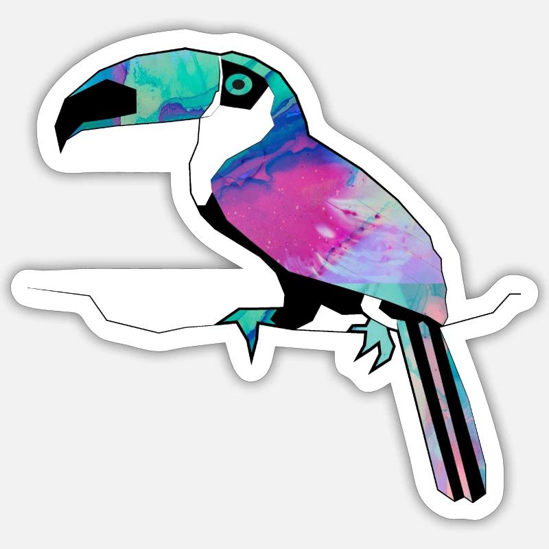 Toucan aquarelle - Sticker taille S (10 x 10 cm) - blanc mat