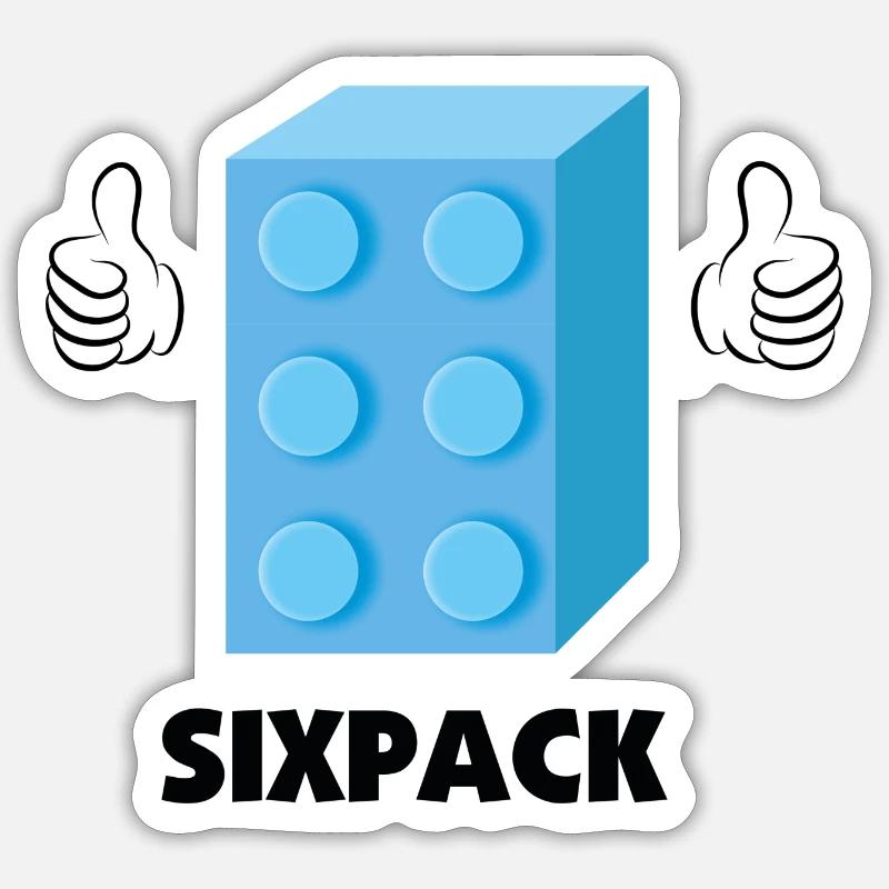Sixpack Brick - Sticker Größe S (10 x 10 cm) - Mattweiß