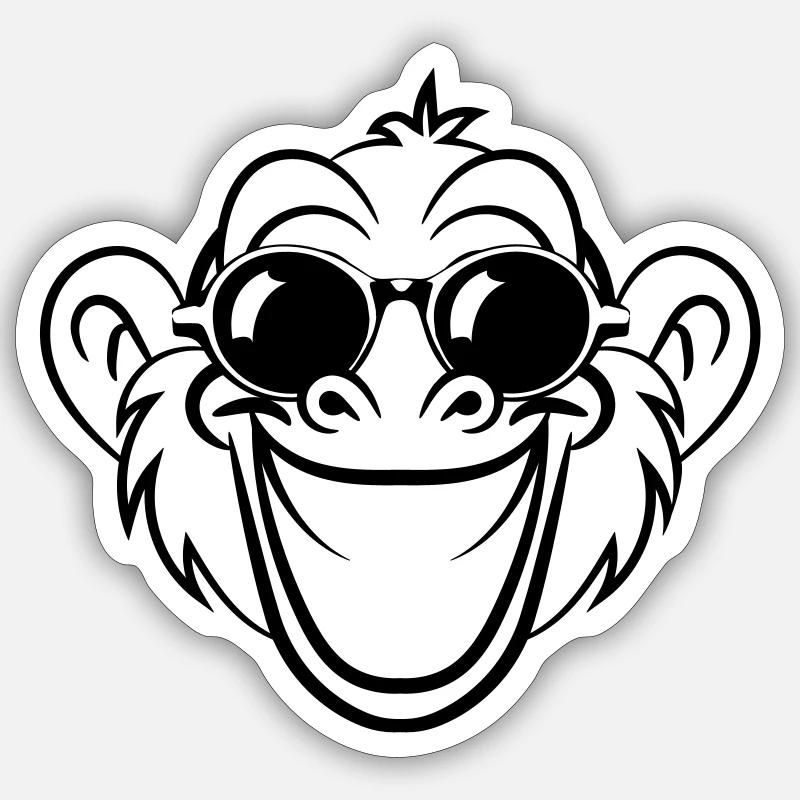 affe lachen gesicht - Sticker Größe S (10 x 10 cm) - Mattweiß