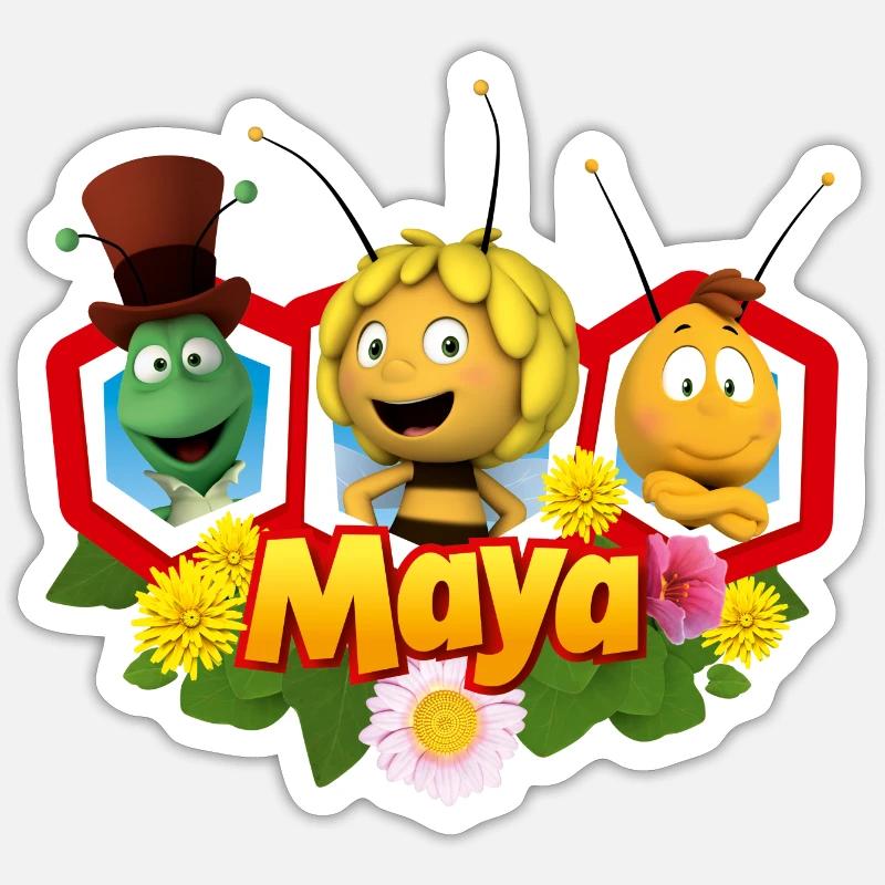 Maya The Bee, Willy And Flip - Sticker size S (10 x 10 cm) - white matte