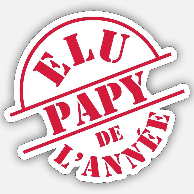 Elu Papy de l'année - Sticker taille S (10 x 10 cm) - blanc mat