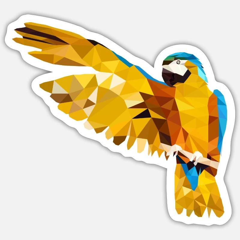 Oiseau polygone perroquet - Sticker taille S (10 x 10 cm) - blanc mat